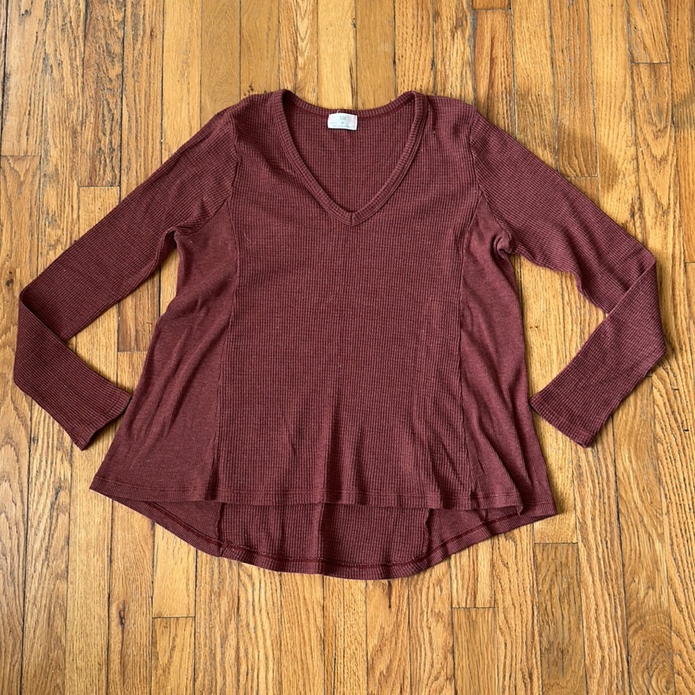 Anthropologie t.la rust waffle knit long sleeve top M